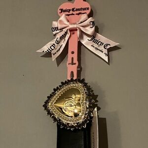 Juicy Couture Gold Heart Buckle Black Belt Y2K Style Women's Large / XL